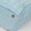 CHANEL New Travel Line Hand Bag Nylon Light Blue CC Auth mr1475-15