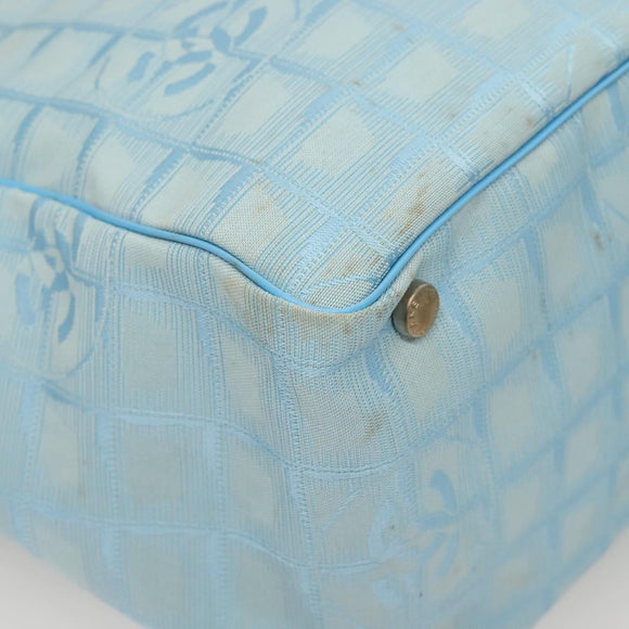 CHANEL New Travel Line Hand Bag Nylon Light Blue CC Auth mr1475
