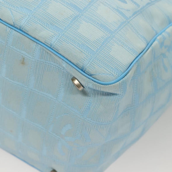 CHANEL New Travel Line Hand Bag Nylon Light Blue CC Auth mr1475