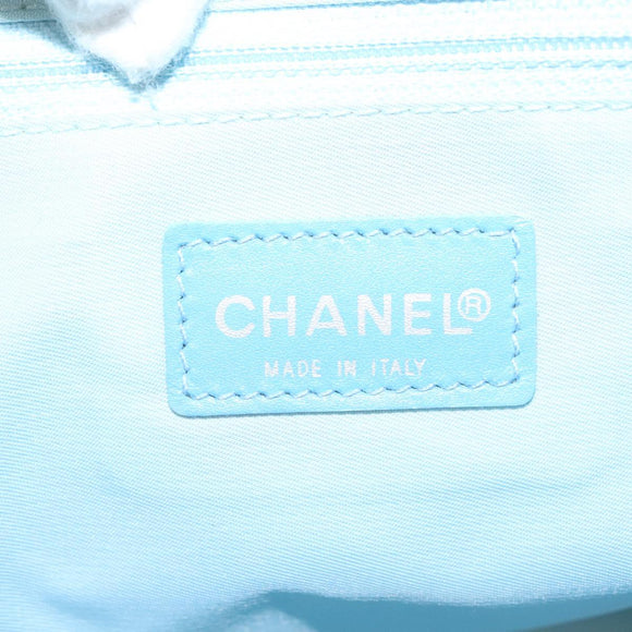 CHANEL New Travel Line Hand Bag Nylon Light Blue CC Auth mr1475