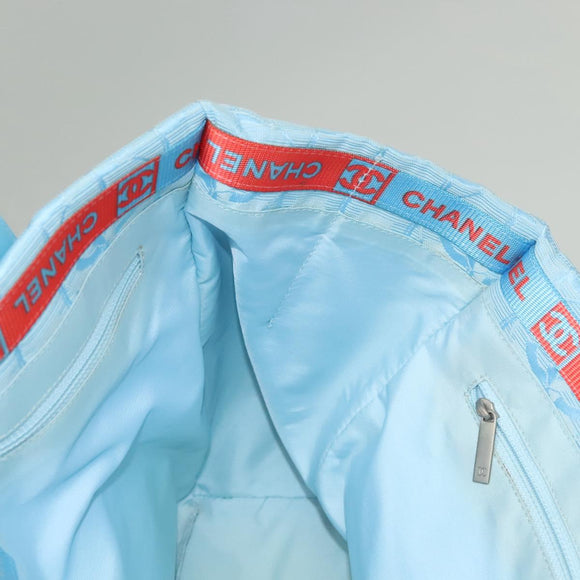 CHANEL New Travel Line Hand Bag Nylon Light Blue CC Auth mr1475