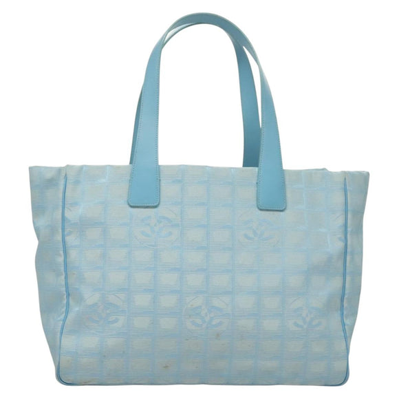 CHANEL New Travel Line Hand Bag Nylon Light Blue CC Auth mr1475