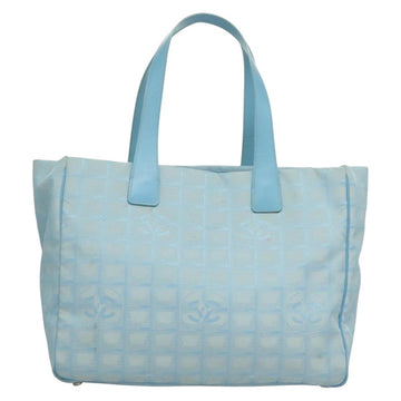 CHANEL New Travel Line Hand Bag Nylon Light Blue CC Auth mr1475 - 0