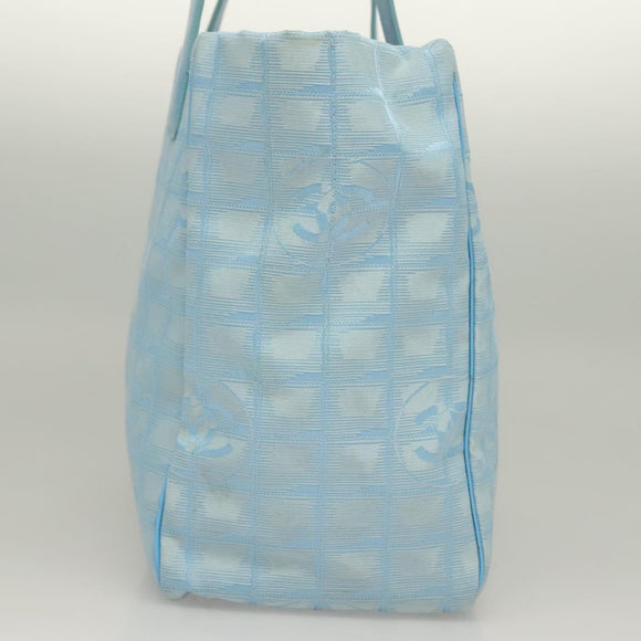 CHANEL New Travel Line Hand Bag Nylon Light Blue CC Auth mr1475