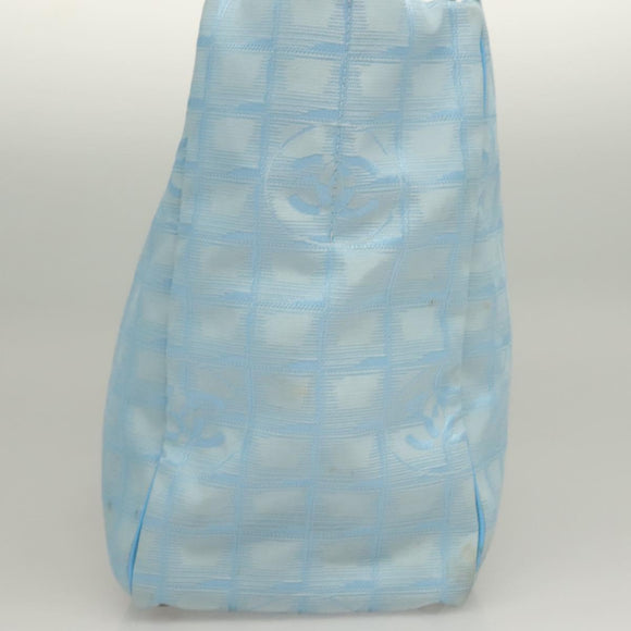 CHANEL New Travel Line Hand Bag Nylon Light Blue CC Auth mr1475
