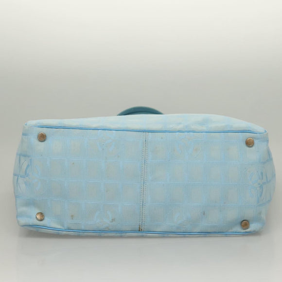 CHANEL New Travel Line Hand Bag Nylon Light Blue CC Auth mr1475