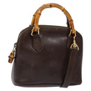 GUCCI Bamboo Shoulder Bag Leather 2way Brown Gold 007 2032 0281 Auth mr1478-1