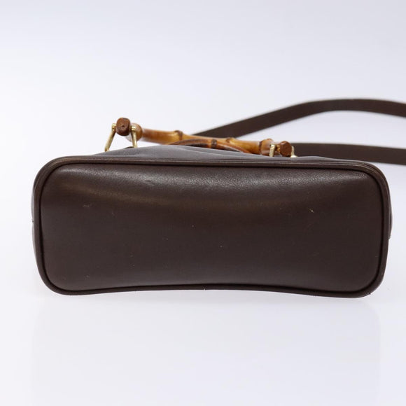GUCCI Bamboo Shoulder Bag Leather 2way Brown Gold 007 2032 0281 Auth mr1478