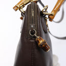 GUCCI Bamboo Shoulder Bag Leather 2way Brown Gold 007 2032 0281 Auth mr1478-20