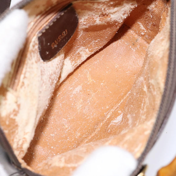 GUCCI Bamboo Shoulder Bag Leather 2way Brown Gold 007 2032 0281 Auth mr1478