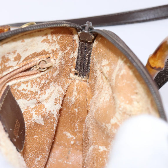 GUCCI Bamboo Shoulder Bag Leather 2way Brown Gold 007 2032 0281 Auth mr1478