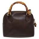 GUCCI Bamboo Shoulder Bag Leather 2way Brown Gold 007 2032 0281 Auth mr1478-2