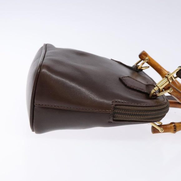 GUCCI Bamboo Shoulder Bag Leather 2way Brown Gold 007 2032 0281 Auth mr1478