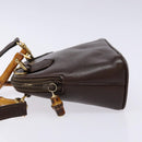 GUCCI Bamboo Shoulder Bag Leather 2way Brown Gold 007 2032 0281 Auth mr1478-4
