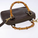 GUCCI Bamboo Shoulder Bag Leather 2way Brown Gold 007 2032 0281 Auth mr1478-6