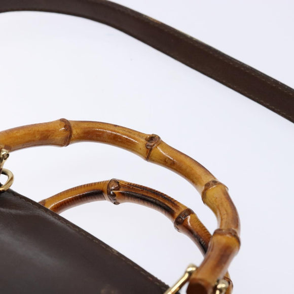 GUCCI Bamboo Shoulder Bag Leather 2way Brown Gold 007 2032 0281 Auth mr1478