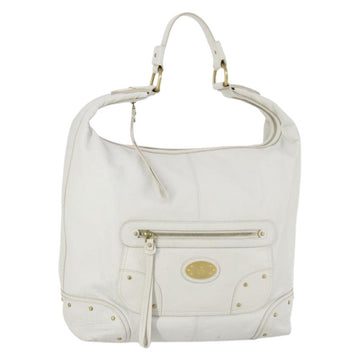 BALLY Shoulder Bag Leather White Auth mr1501