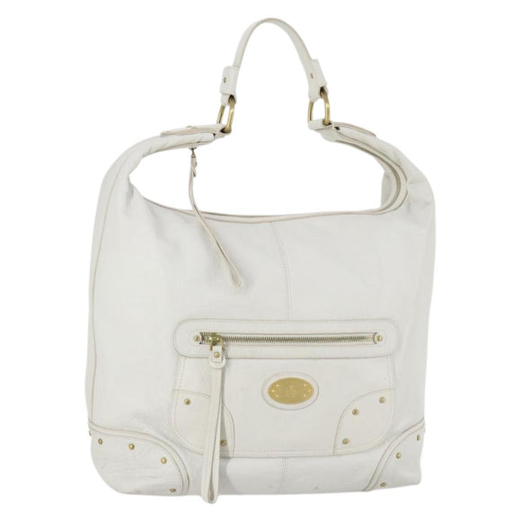 BALLY Shoulder Bag Leather White Auth mr1501