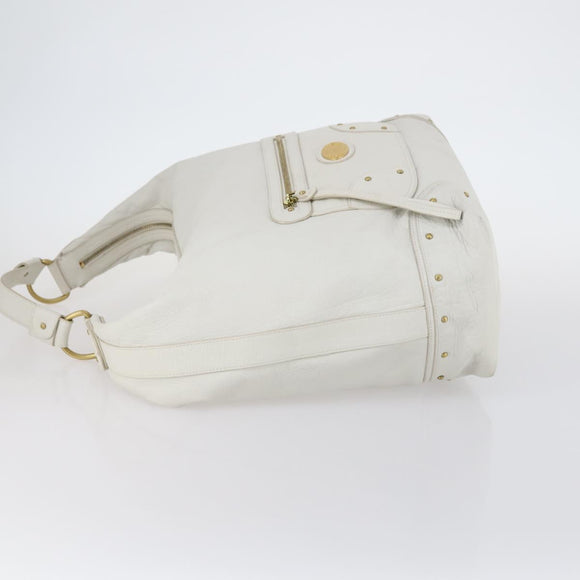 BALLY Shoulder Bag Leather White Auth mr1501