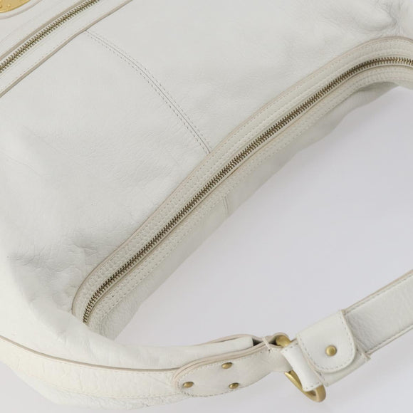 BALLY Shoulder Bag Leather White Auth mr1501