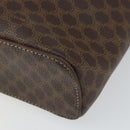 CELINE Macadam Canvas Vanity Pouch PVC Leather Brown Gold Auth mr1502-9