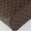 CELINE Macadam Canvas Vanity Pouch PVC Leather Brown Gold Auth mr1502-14