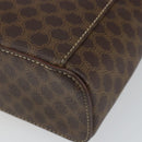 CELINE Macadam Canvas Vanity Pouch PVC Leather Brown Gold Auth mr1502-15