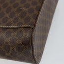 CELINE Macadam Canvas Vanity Pouch PVC Leather Brown Gold Auth mr1502-16