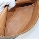 CELINE Macadam Canvas Vanity Pouch PVC Leather Brown Gold Auth mr1502-11