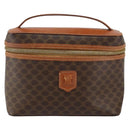 CELINE Macadam Canvas Vanity Pouch PVC Leather Brown Gold Auth mr1502-13