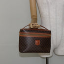 CELINE Macadam Canvas Vanity Pouch PVC Leather Brown Gold Auth mr1502-22