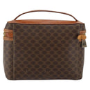CELINE Macadam Canvas Vanity Pouch PVC Leather Brown Gold Auth mr1502-2