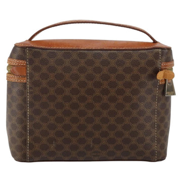 CELINE Macadam Canvas Vanity Pouch PVC Leather Brown Gold Auth mr1502 - 0