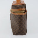 CELINE Macadam Canvas Vanity Pouch PVC Leather Brown Gold Auth mr1502-3