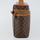 CELINE Macadam Canvas Vanity Pouch PVC Leather Brown Gold Auth mr1502-4