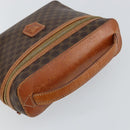 CELINE Macadam Canvas Vanity Pouch PVC Leather Brown Gold Auth mr1502-6