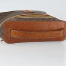 CELINE Macadam Canvas Vanity Pouch PVC Leather Brown Gold Auth mr1502-7