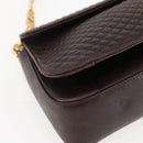 BALLY Quilted Chain Shoulder Bag Leather Brown Gold Auth mr1503-14