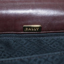 BALLY Quilted Chain Shoulder Bag Leather Brown Gold Auth mr1503-10