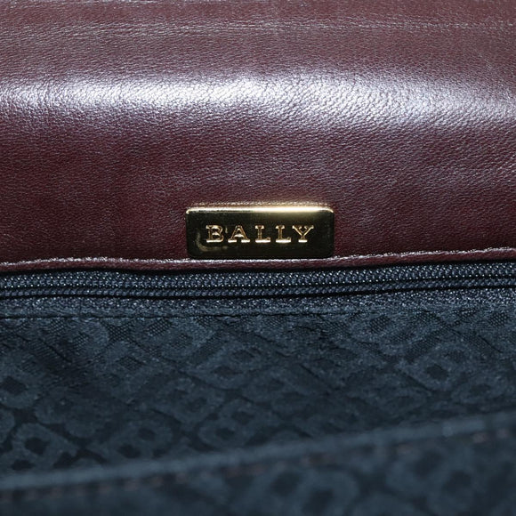 BALLY Quilted Chain Shoulder Bag Leather Brown Gold Auth mr1503