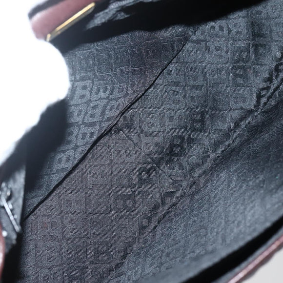 BALLY Quilted Chain Shoulder Bag Leather Brown Gold Auth mr1503