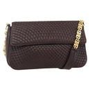 BALLY Quilted Chain Shoulder Bag Leather Brown Gold Auth mr1503-1