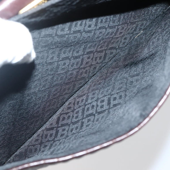 BALLY Quilted Chain Shoulder Bag Leather Brown Gold Auth mr1503