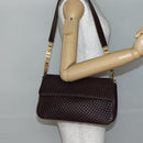BALLY Quilted Chain Shoulder Bag Leather Brown Gold Auth mr1503-22