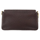 BALLY Quilted Chain Shoulder Bag Leather Brown Gold Auth mr1503-2