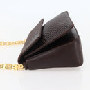 BALLY Quilted Chain Shoulder Bag Leather Brown Gold Auth mr1503-3