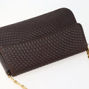 BALLY Quilted Chain Shoulder Bag Leather Brown Gold Auth mr1503-6