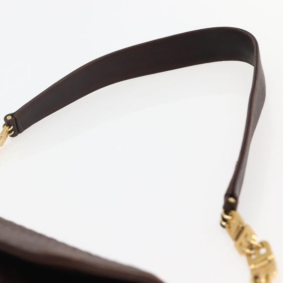 BALLY Quilted Chain Shoulder Bag Leather Brown Gold Auth mr1503