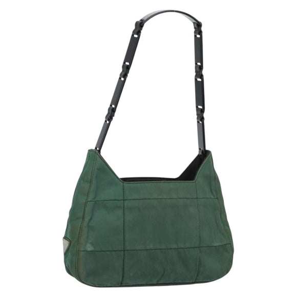 PRADA Quilted Chain Shoulder Bag Nylon plastic Green Auth mr1504