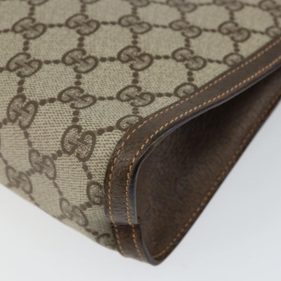 GUCCI GG Supreme Web Sherry Line Clutch Bag Beige Gold 156 01 033 Auth mr1505